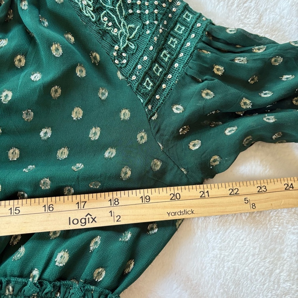 Ranna Gill Anthropologie Hazel Embroidered Tunic Sz M Long Slv Peasant Smocked - Picture 7 of 15